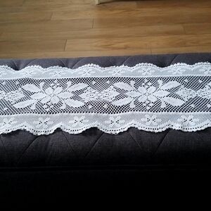 Long White Lacey Table Runner 66"x12"